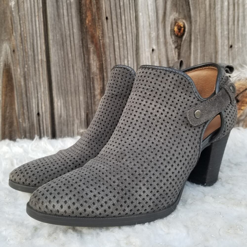 Suede Shootie Franco Sarto Dale 2 Sz 8 Perforated Leather Ankle Boot Dark Gray